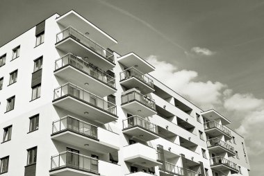 Modern, lüks apartman. Siyah ve beyaz