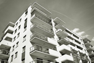 Modern, lüks apartman. Siyah ve beyaz