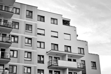 Modern, lüks apartman. Siyah ve beyaz