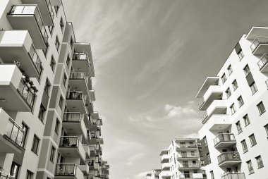 Modern, lüks apartman. Siyah ve beyaz