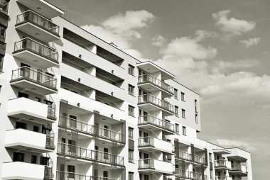 Modern, lüks apartman. Siyah ve beyaz