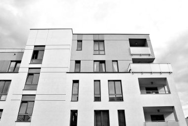 Modern, lüks apartman. Siyah ve beyaz