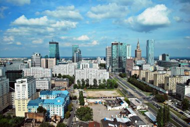 Varşova şehir merkezi havadan görünümü