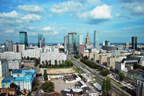 Warsaw,Poland. 31 January 2017.Warsaw downtown aerial view