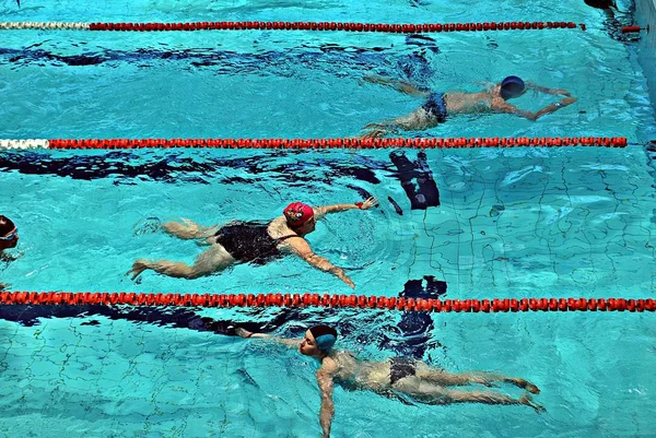 Nadando na piscina — Fotografia de Stock