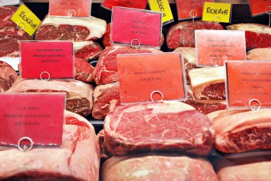 Bir kasapta et çeşitleri.