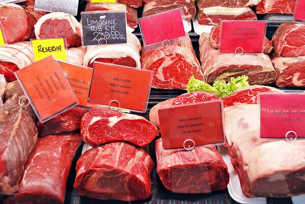 Assortment of meat at a butcher shop