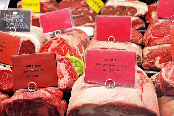 Assortment of meat at a butcher shop