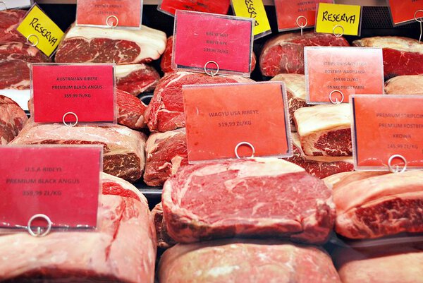 Assortment of meat at a butcher shop