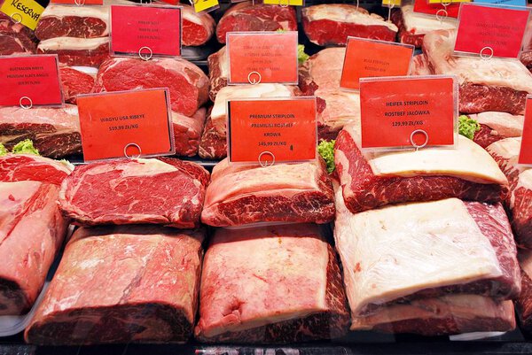 Assortment of meat at a butcher shop