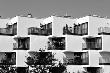   Modern, lüks daire Building.Black ve beyaz.