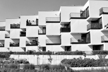   Modern, lüks daire Building.Black ve beyaz.