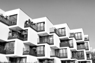  Modern, lüks daire Building.Black ve beyaz.