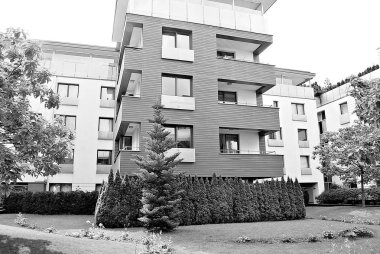  Modern, lüks daire Building.Black ve beyaz.
