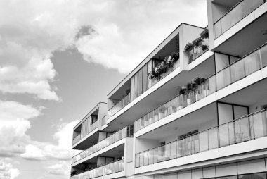  Modern, lüks daire Building.Black ve beyaz.