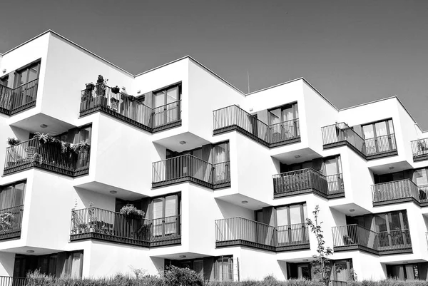 Modern, Luxury Apartment Building.Black and white.
