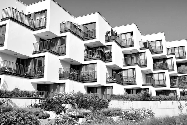 Modern, Luxury Apartment Building.Black and white.