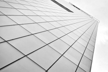 Modern cam cephe. Siyah ve beyaz.