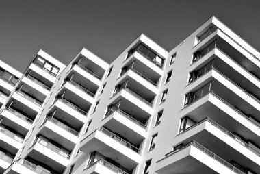  Modern, lüks daire Building.Black ve beyaz.