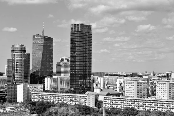 View of the modern city center. Black and white. — Stock Photo, Image