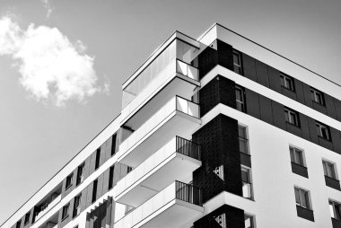 Modern, lüks apartman. Siyah ve beyaz