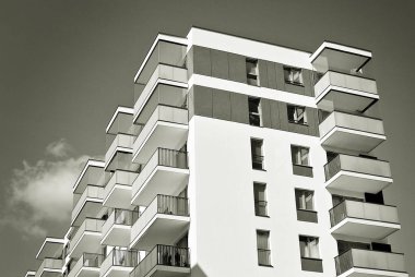 Modern, lüks apartman. Siyah ve beyaz