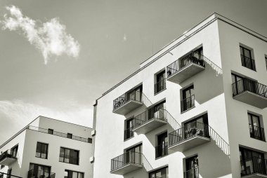 Modern, lüks apartman. Siyah ve beyaz