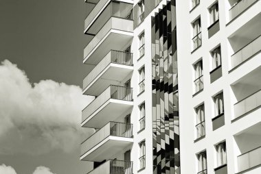 Modern, lüks apartman. Siyah ve beyaz