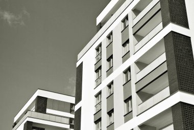 Modern, lüks apartman. Siyah ve beyaz