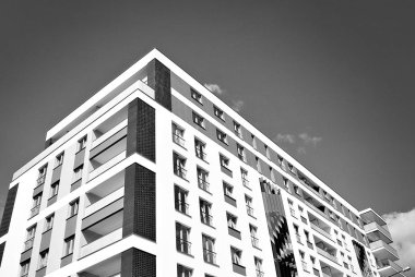 Modern, lüks apartman. Siyah ve beyaz