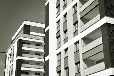 Modern, lüks apartman. Siyah ve beyaz