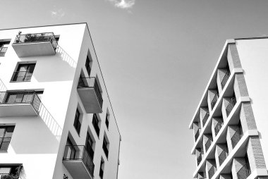 Modern, lüks apartman. Siyah ve beyaz