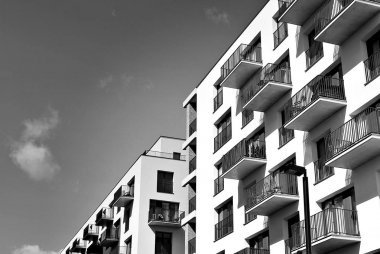 Modern, lüks apartman. Siyah ve beyaz