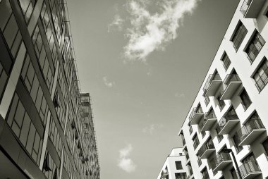 Modern, lüks apartman. Siyah ve beyaz