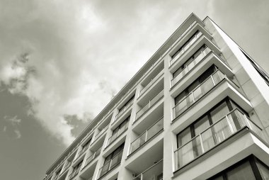 Modern, lüks apartman. Siyah ve beyaz