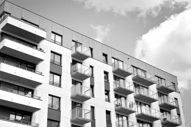 Modern, lüks apartman. Siyah ve beyaz