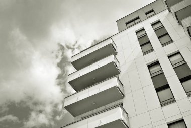 Modern, lüks apartman. Siyah ve beyaz