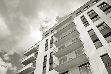 Modern, lüks apartman. Siyah ve beyaz