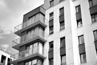 Modern, lüks apartman. Siyah ve beyaz