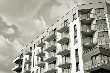 Modern, lüks apartman. Siyah ve beyaz