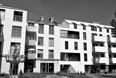 Modern, lüks apartman. Siyah ve beyaz