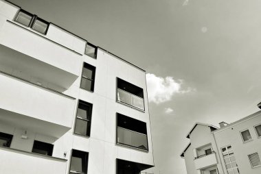 Modern, lüks apartman. Siyah ve beyaz