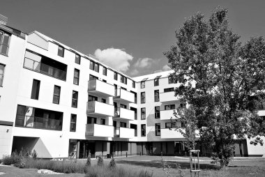 Modern, lüks apartman. Siyah ve beyaz