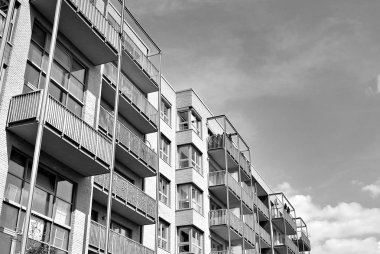 Modern, lüks apartman. Siyah ve beyaz