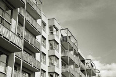 Modern, lüks apartman. Siyah ve beyaz