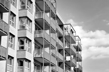 Modern, lüks apartman. Siyah ve beyaz