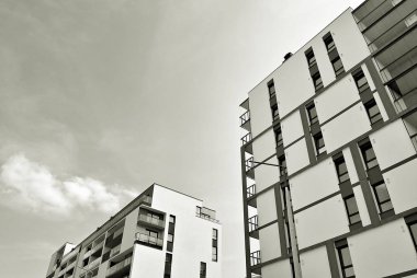 Modern, lüks apartman. Siyah ve beyaz