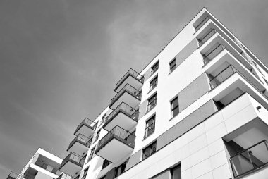 Modern, lüks apartman. Siyah ve beyaz