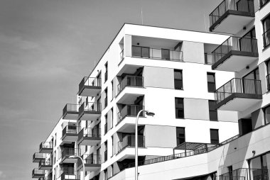 Modern, lüks apartman. Siyah ve beyaz