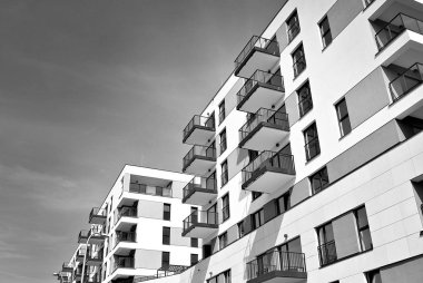 Modern, lüks apartman. Siyah ve beyaz